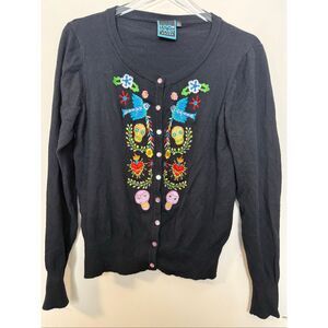 Too Fast Cardigan Skull Heart Bird Flower Rockabilly Goth Black XL